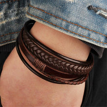 Load image into Gallery viewer, Leather Bracelet with stainless steel clasp
